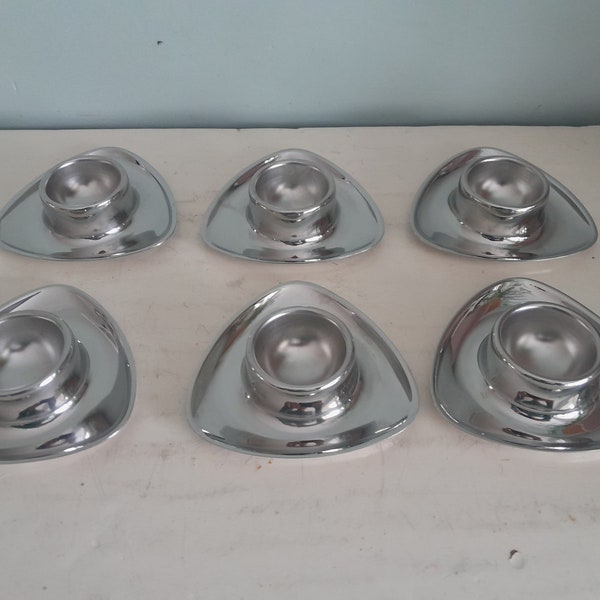 vintage set of 6 Alessi egg cups - Carlo Mazzeri for Alfra Alessi - stainless steel