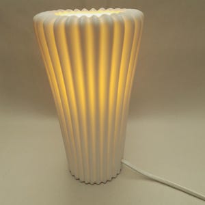 Vintage Ikea Bista Porcelain Pleated Lamp - White Pleated Lamp, Table Lamp - Ikea Type B0015
