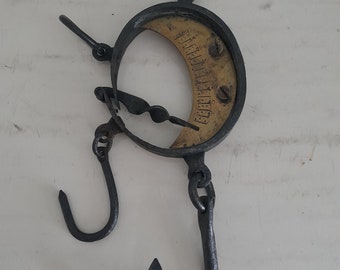 Antique Hanging Scale Brass and Wrought Iron Construction