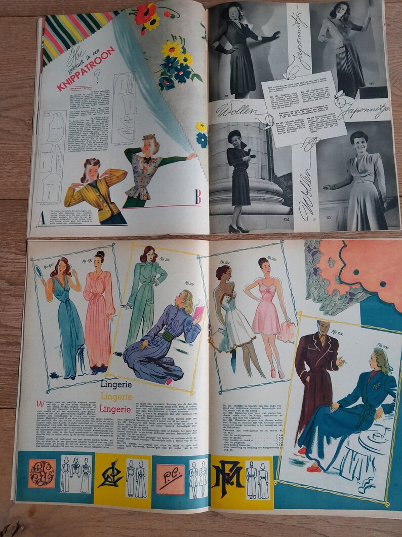 conjunto de 2 revistas de moda holandesas vintage Madeleine 1947 años 40 y 50 imagen 4