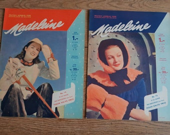 ensemble de 2 magazines de mode hollandais vintage Madeleine 1947 1948 - hiver des années 40 50