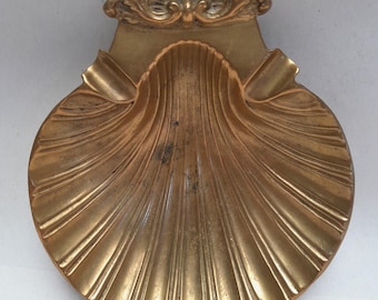 vintage brass shell ashtray - Art Nouveau