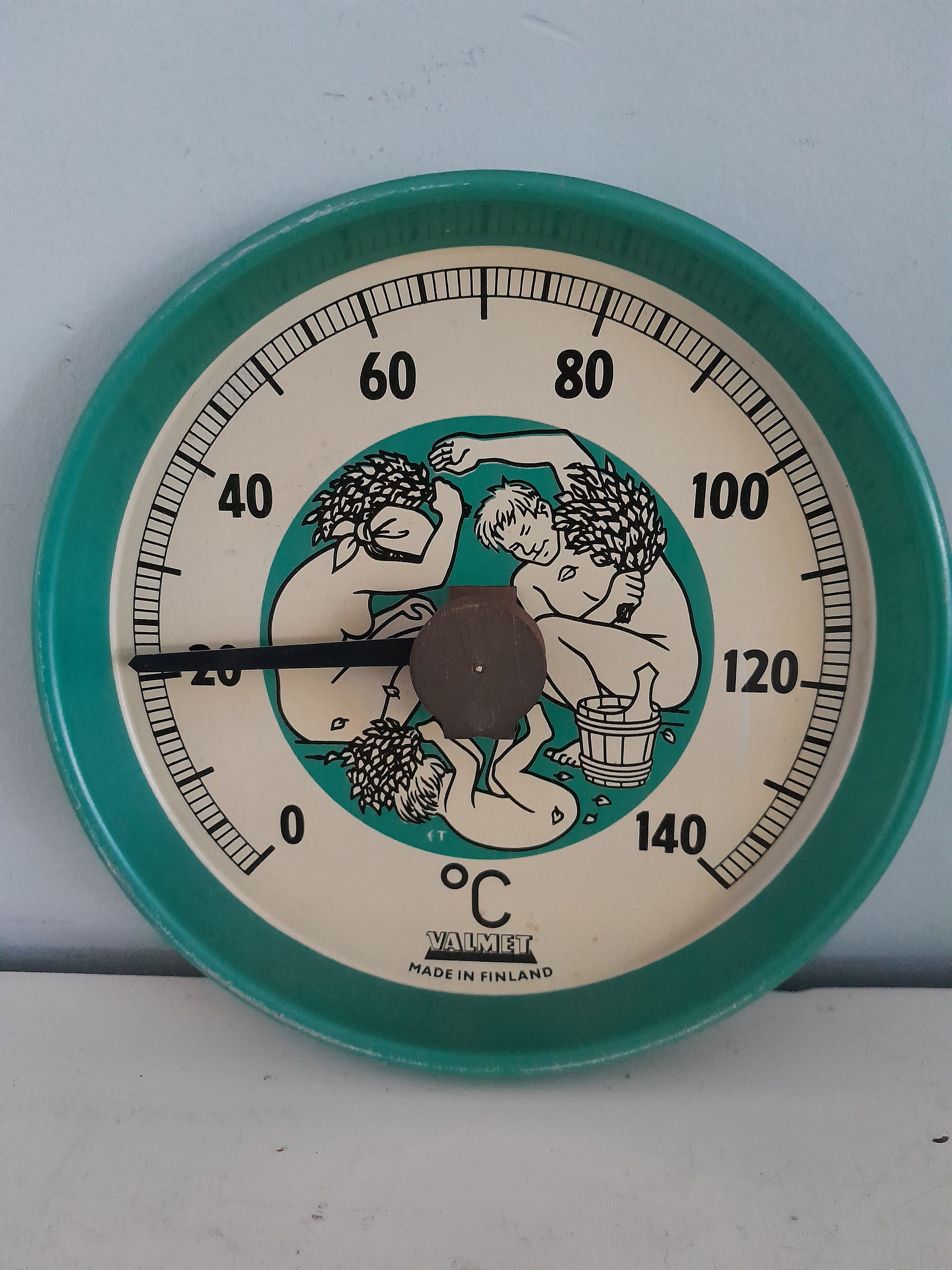 Vintage Sauna Thermometer VALMET Finland Metal Thermometer Celsius