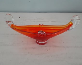 ラージXLヴィンテージレッドムラーノガラス「スプラッシュ」ボウル