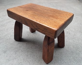 Small Brutalist oak table - 1970s