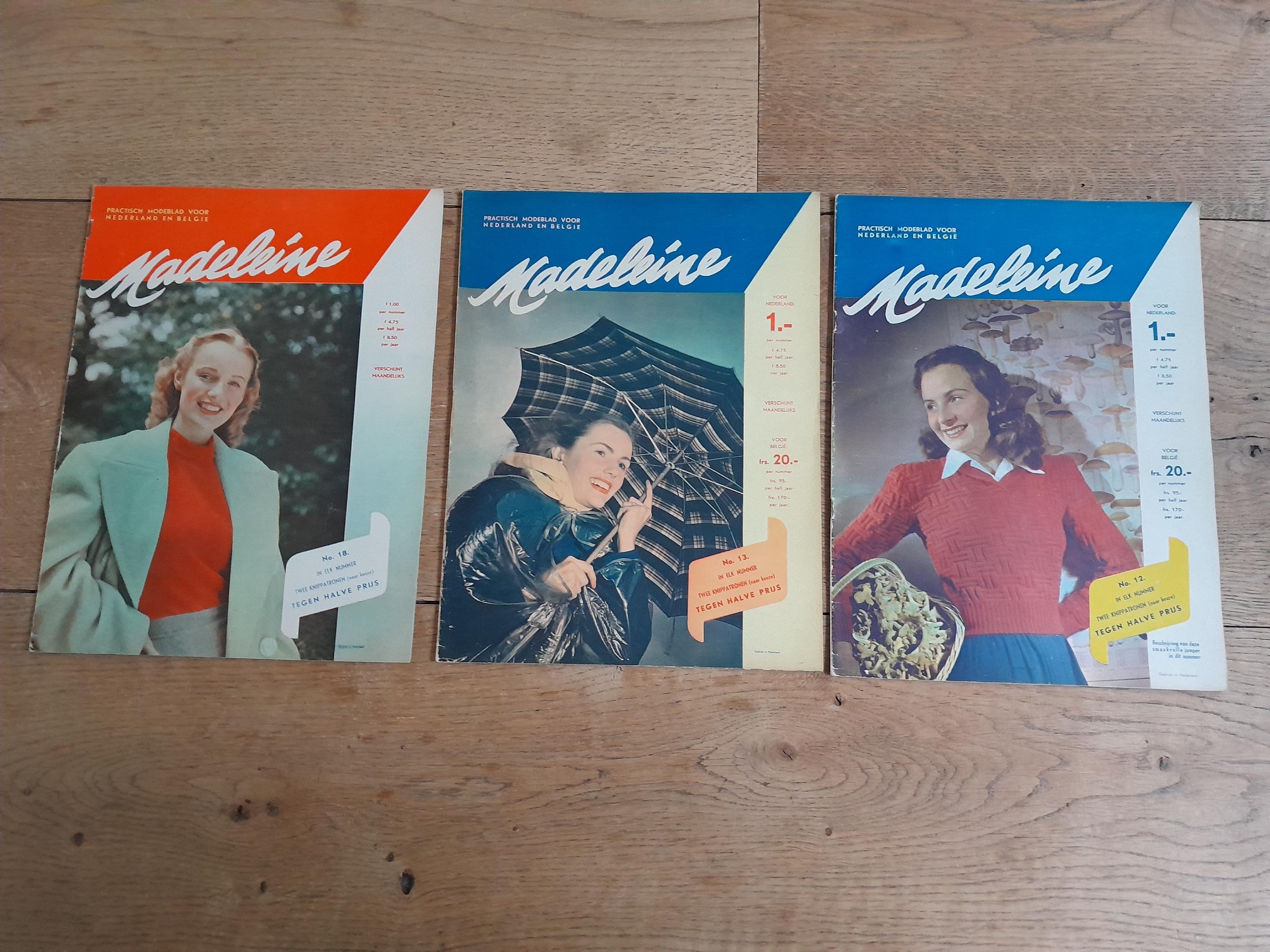 Set of 3 Madeleine Vintage Dutch Fashion Magazines 1947 1948 - 40s