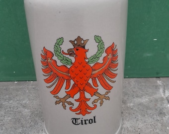 Vintage Gerz Alemania Occidental Tirol Gres Tankard Stein Taza Red Bird Crest 1L