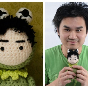 Custom made Amigurumi Doll in Kermit Costume