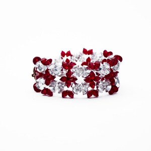 Glass Beaded Vintage  Bracelet, 1950s, Austria // Ruby Red Pearl Bracelet
