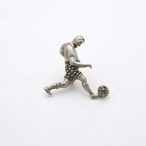 Vintage Sterling Silver Soccer Player Pin, Art Deco German Brooch