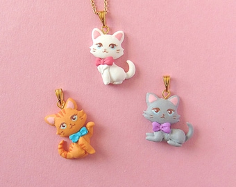 Cat Necklace - Polymer Clay Jewelry - Kawaii Cat Pendant