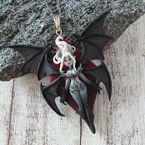 Seraphim Angel Necklace Polymer Clay Fantasy Jewelry Etsy