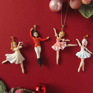 The Nutcracker Jewelry Collection - Polymer Clay Ballerina Necklace - Christmas Jewelry