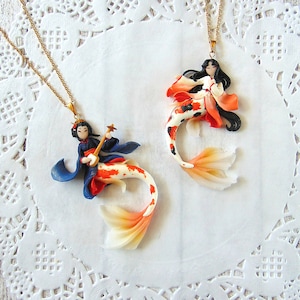 Koi Mermaid Necklace - Mermaid Jewelry - Mermaid Pendant - Koi Fish Mermaid - Polymer Clay Jewelry - Handmade Jewelry - Unique Jewelry