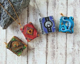 Witch's Spell Book Necklace Polymer Clay Fantasy Jewelry With