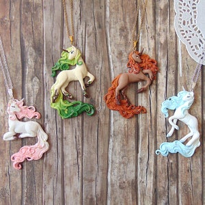 Magical Fantasy Unicorn Polymer Clay Necklace for Girls - Handmade Jewelry