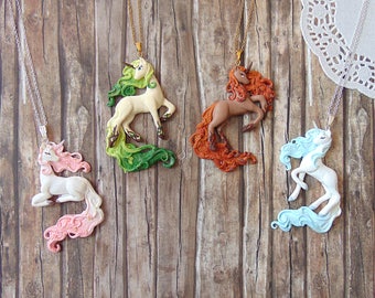 Magical Fantasy Unicorn Polymer Clay Necklace for Girls - Handmade Jewelry