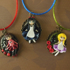 RPG Horror Girls Cameos - Yume Nikki - Mad Father - The Witchs House - Video Game Necklace - Video Game Jewelry