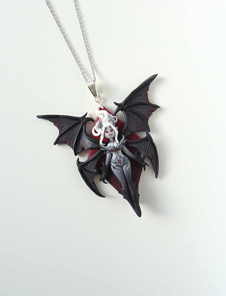 Demon Lady Necklace Polymer Clay Fantasy Jewelry Handmade Etsy