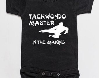 Taekwondo Master in the making baby bodysuit romper black