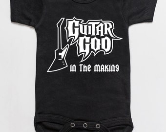 Guitar God in the making baby bodysuit romper black