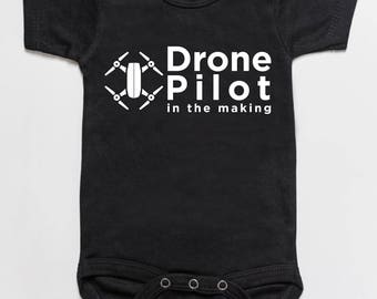 Drone pilot in the making baby bodysuit romper black