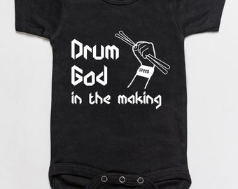 Drum God in the making baby bodysuit romper black