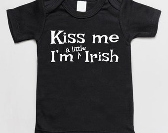 Kiss me I'm a little Irish baby t-shirt black