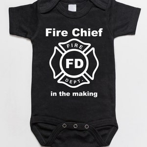 Fire Chief in the making baby bodysuit romper black