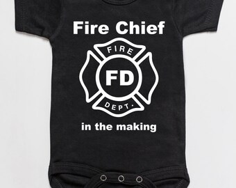 Fire Chief in the making baby bodysuit romper black
