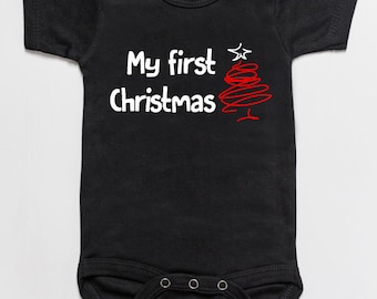 My first Christmas baby bodysuit romper black