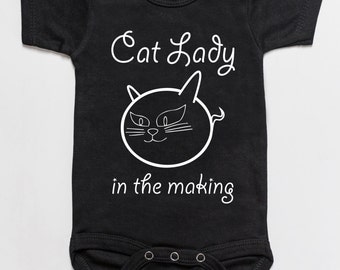 Cat Lady in the making baby bodysuit romper black