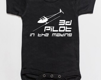 3d Pilot in the making baby bodysuit romper black