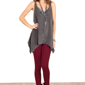 Ox Blood Wine Red Stretch Cotton Leggings