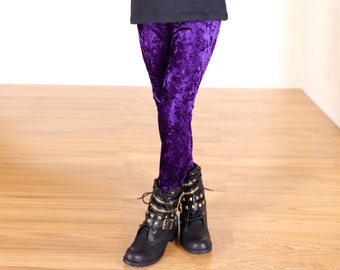 Girls Crushed Velvet Leggings for Riot Grrrls, Little Punks & Goth Kids