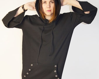 Grommet Bell Sleeve Hoodie