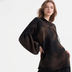 Black Bleached Bell Sleeve Hoodie