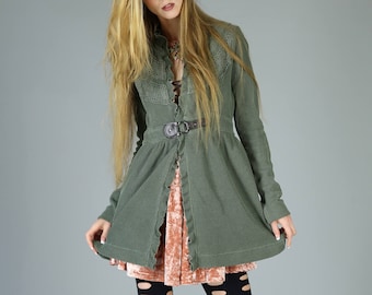 SALE!!! Sgt. Pepper Thermal Boho Jacket, Olive Green, Flash Sale size small left only