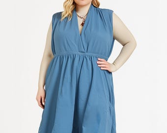 Grecian Goddess Pocket Dress - Sky  Blue