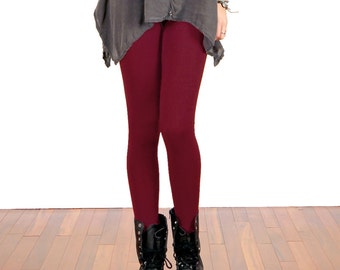 Ox Blood Wine Red Plus Stretch Cotton Leggings