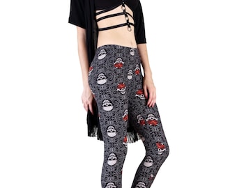 Sale! Gothic Skull and Scroll Printed Leggings - One Size