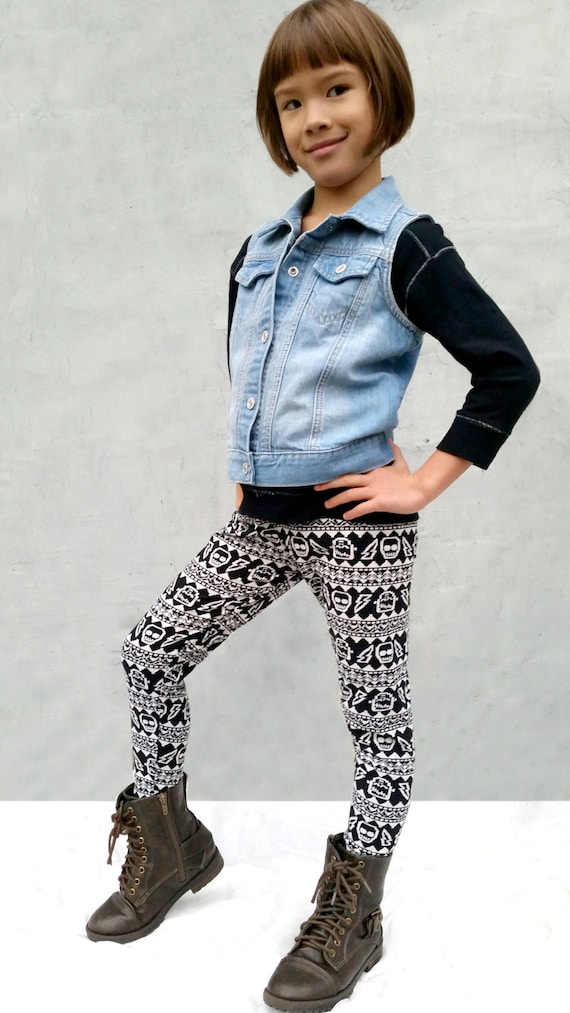 Girls/Kids Monster Skull Printed Leggings for Riot Grrrls, Punk and Goth  Kids