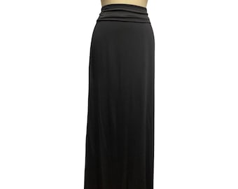 Black fold down waist maxi skirt