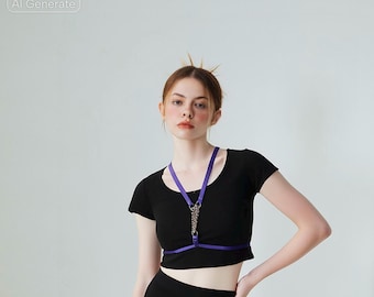 Tough Luv Purple Twist Chain  Elastic Harness Halter
