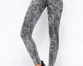 Black Acid Wash  Leggings