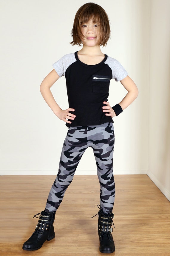 Girls/kids Black and Gray Camo Printed Leggings for Riot Grrrls, Punk and  Goth Kids -  Canada
