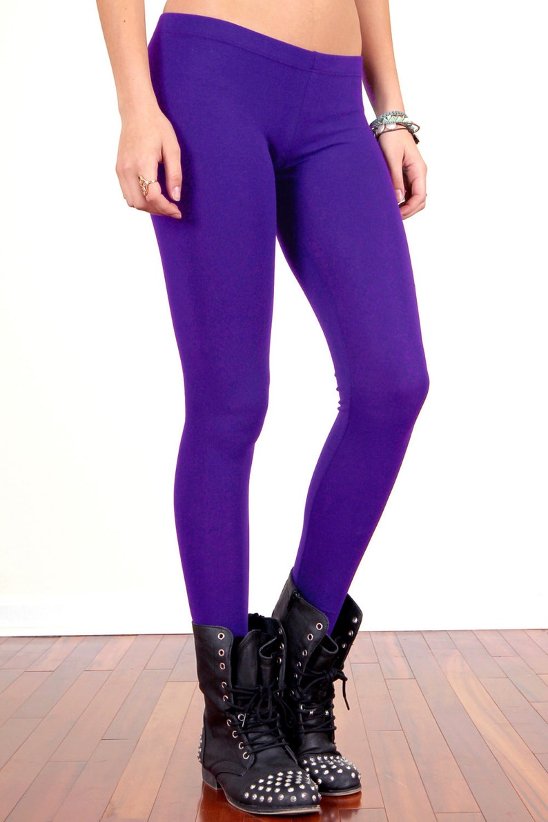 Violet Purple Stretch Cotton Leggings Etsy