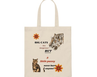 Meow Big Cats Funny Canvas Tote Bag