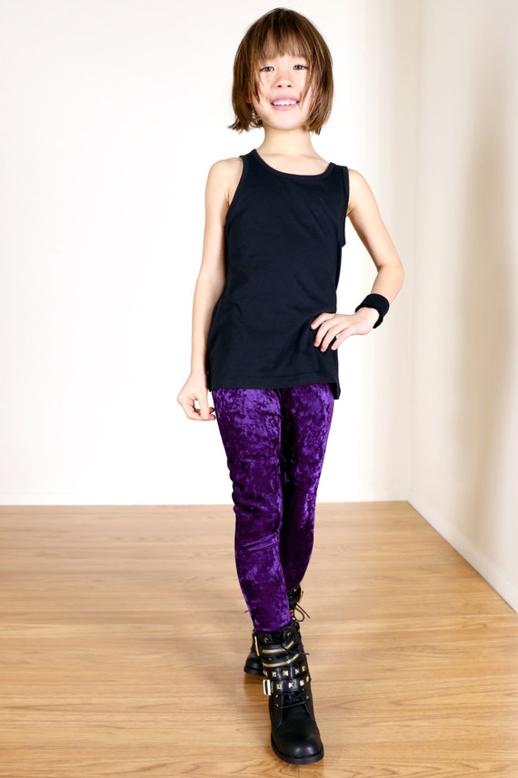 Girls/kids Crushed Velvet Leggings for Riot Grrrls, Little Punks