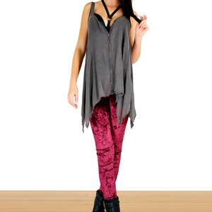 90's Ox Blood Grunge Crushed Velvet Leggings image 4